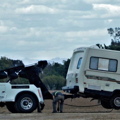 Tow Truck! Wrecker Towing a Motorhome!